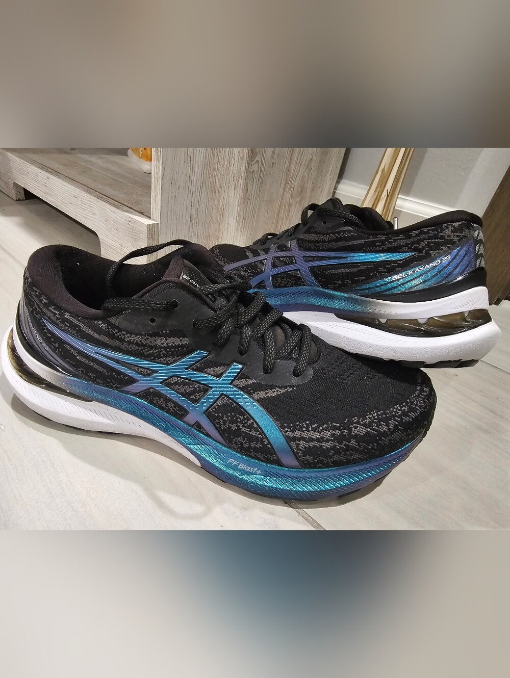 ASICS Gel Kayano 29 Men's Black & Metallic Blue Running Shoes Sneakers Size 9